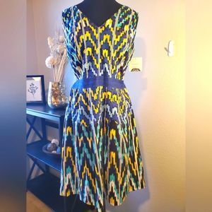 🌈 Donna Morgan ZigZag Bliss: Sleeveless Blue Dress - NWT - Size 16 💙